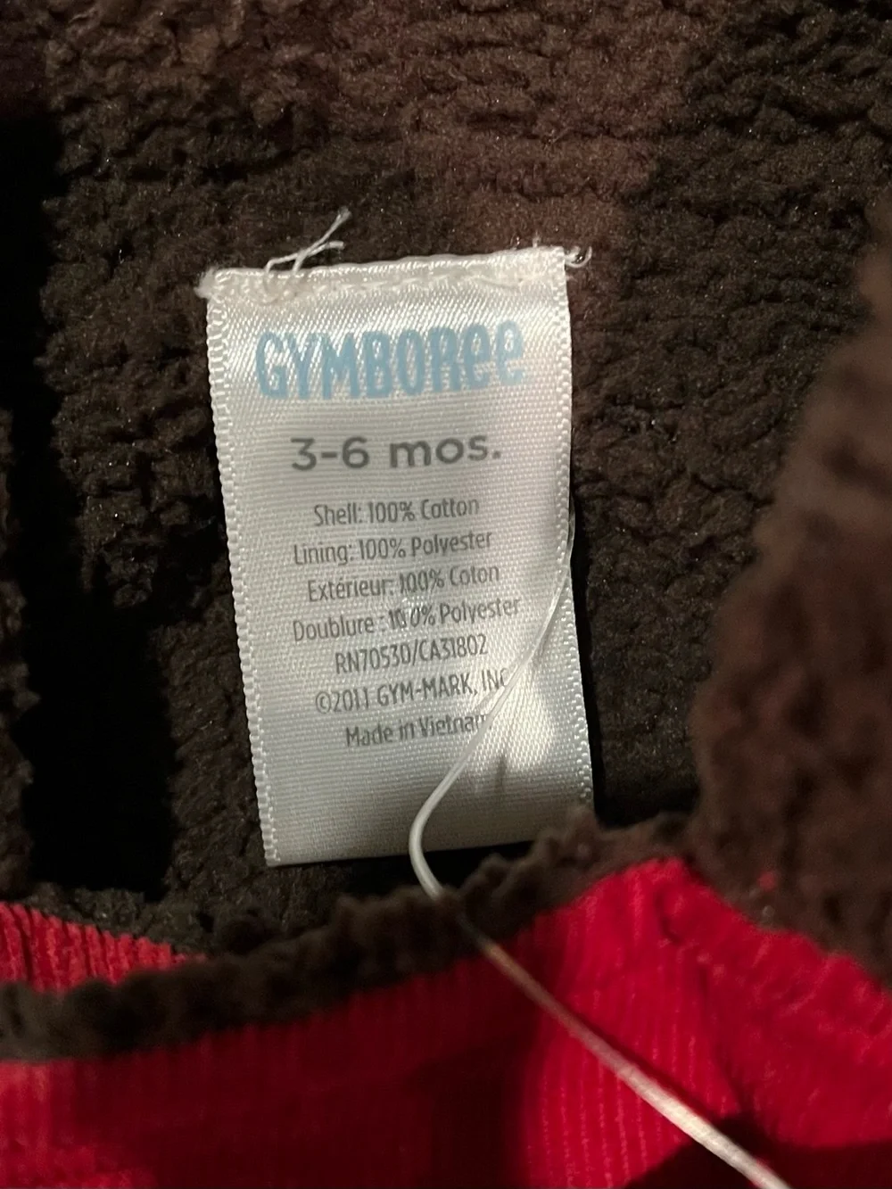 Gymboree Red Hooded Jacket with Brown Trim